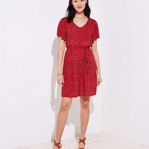 Loft Ikat Tie Waist Flare Dress